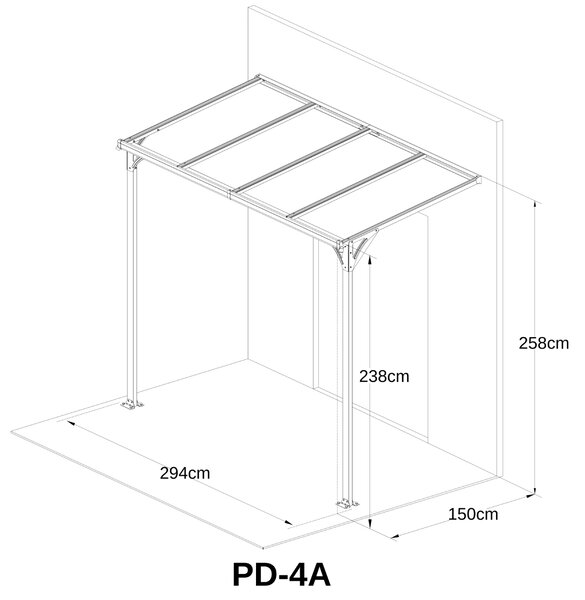 Hliníkový vchodový prístrešok BestBerg PD-4A / 4,3 m² / sivý
