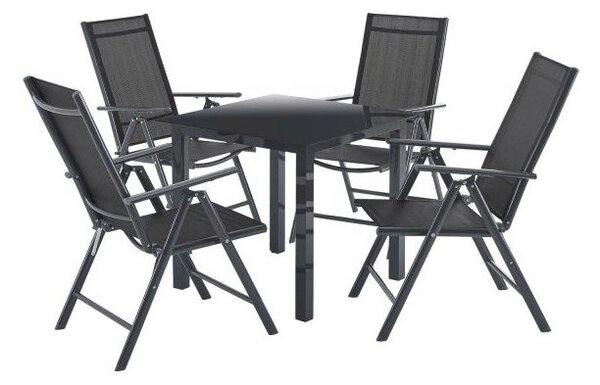 ZÁHRADNÉ KOMBO bioklimatická pergola s lamelami BestBerg BBP-9G + záhradný jedálenský set 4+1 BestBerg BBGF-62BK