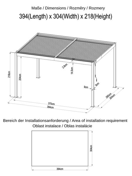 ZÁHRADNÉ KOMBO bioklimatická pergola s lamelami BestBerg BBP-12G + záhradný jedálenský set 6+1 BestBerg BBGF-53B