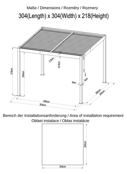 ZÁHRADNÉ KOMBO bioklimatická pergola s lamelami BestBerg BBP-9G + záhradný jedálenský set 4+1 BestBerg BBGF-62BK