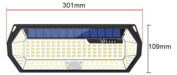 Bezdoteku LEDSolar 196 solárne vonkajšie svetlo svietidlo, 196 LED so senzorom, bezdrôtové, 4W, studená farba