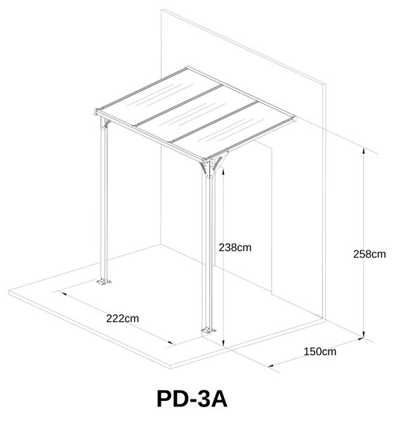 Hliníkový vchodový prístrešok BestBerg PD-3A / 3,3 m² / sivý