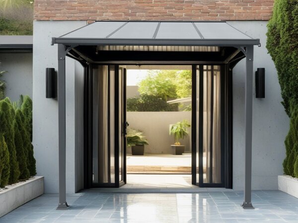Hliníkový vchodový prístrešok BestBerg PD-4A / 4,3 m² / sivý
