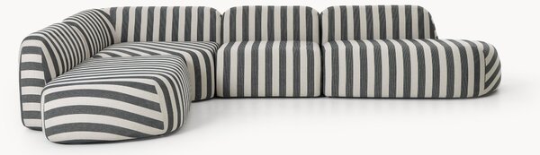 XL modulárna pruhovaná rohová pohovka's ležadlovými koncami Wolke