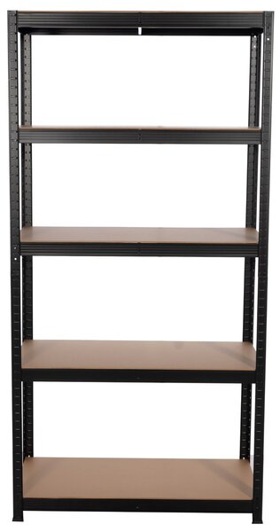 Kovový regál BestBerg BBMS-10B / 90 x 180 x 40 cm / 5 políc / čierna / hnedá