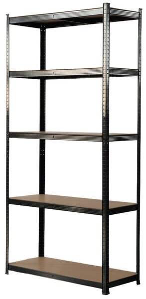 Kovový regál BestBerg BBMS-30B / 120 x 180 x 45 cm / 5 políc / čierna / hnedá