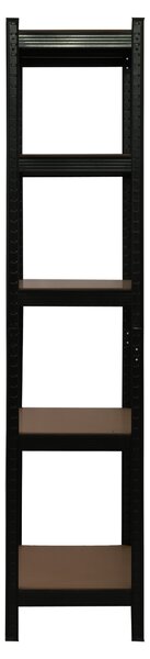 Kovový regál BestBerg BBMS-10B / 90 x 180 x 40 cm / 5 políc / čierna / hnedá
