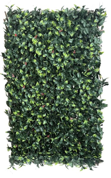 Umelý živý plot/zástena z umelých cesmínových listov s osvetlením BestBerg / 2 x 1 m / 100 LED
