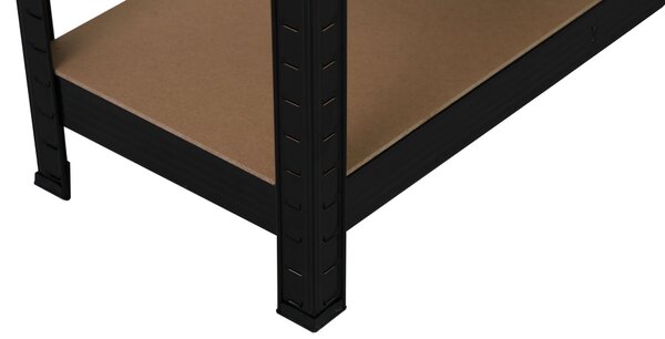 Kovový regál BestBerg BBMS-10B / 90 x 180 x 40 cm / 5 políc / čierna / hnedá