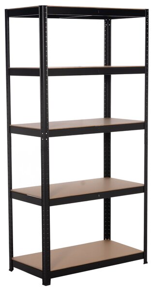Kovový regál BestBerg BBMS-10B / 90 x 180 x 40 cm / 5 políc / čierna / hnedá