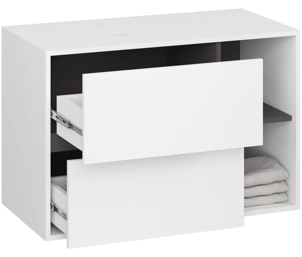 Ak furniture Závesná skrinka pod umývadlo VAMI s otvormi 90 cm biela/šedý grafit