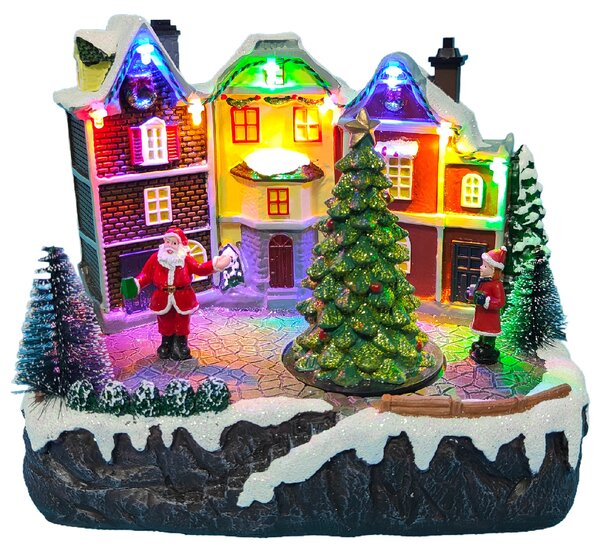 Vianočná dedinka s osvetlením a melódiou - dedinka BestBerg BBXS-920 / 20 x 15 x 17,2 cm