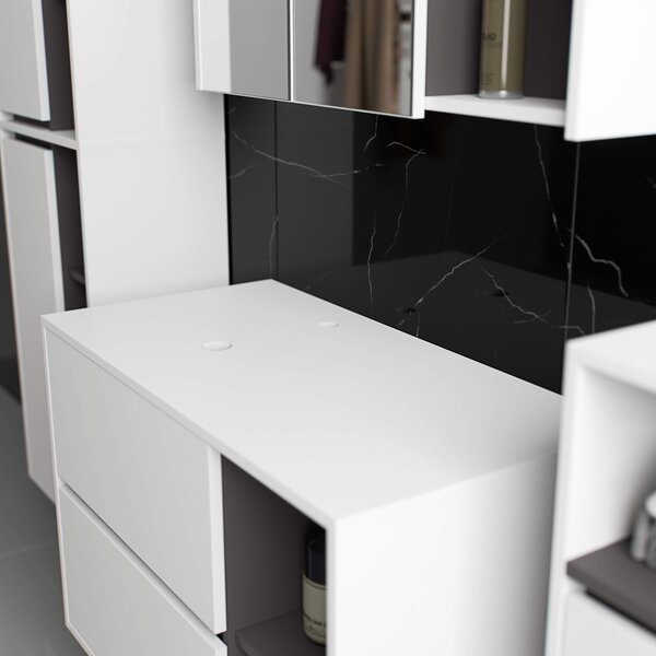 Ak furniture Závesná skrinka pod umývadlo VAMI s otvormi 90 cm biela/šedý grafit