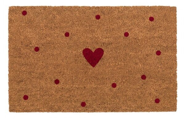Hnedá kokosová rohožka so srdiečkami Heart - 75*45*1 cm - Clayre & Eef
