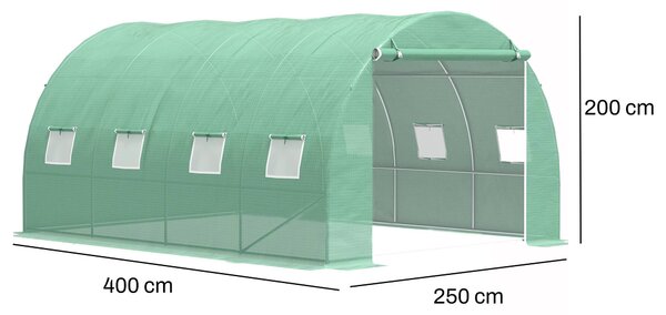 Záhradný fóliovník BestBerg BBGT‑10G / 10 m² / 4 × 2,5 × 2 m / zelená