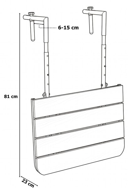 TZB Závesný balkónový stôl Aretto 60 cm čierny