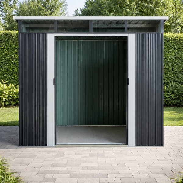 Záhradný domček BestBerg ZD‑808AW / 5,6 m² / 236 × 238 × 203 cm / antracit/biela