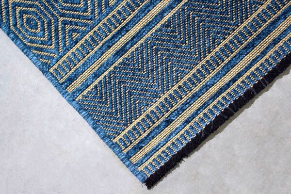 Koberec Saran G001 BLUE – modrý obdĺžnikový koberec so vzorom Rozmer: 60x100 cm