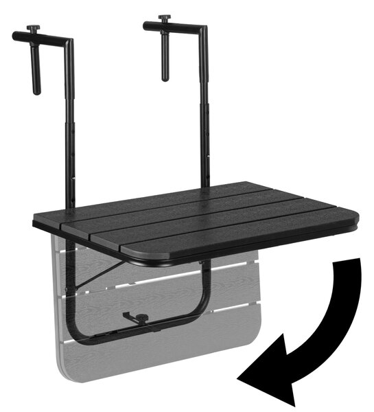 TZB Závesný balkónový stôl Aretto 60 cm čierny