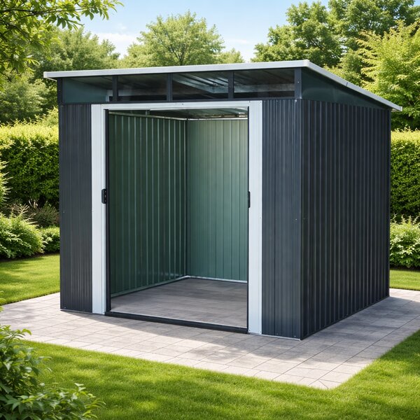 Záhradný domček BestBerg ZD‑808AW / 5,6 m² / 236 × 238 × 203 cm / antracit/biela