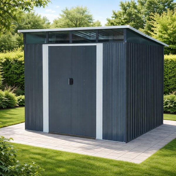 Záhradný domček BestBerg ZD‑808AW / 5,6 m² / 236 × 238 × 203 cm / antracit/biela