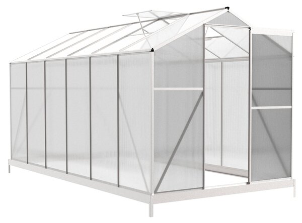 Skleník so základňou BestBerg BBGH‑1206S / 7,05 m² / 371 × 190 × 194 cm / strieborná