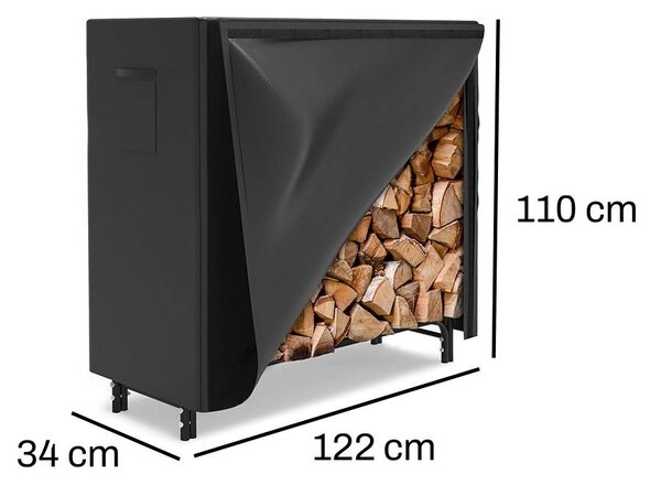 Stojan na drevo s krytom BestBerg BBFR-122C / 122 × 34 × 110 cm / čierna