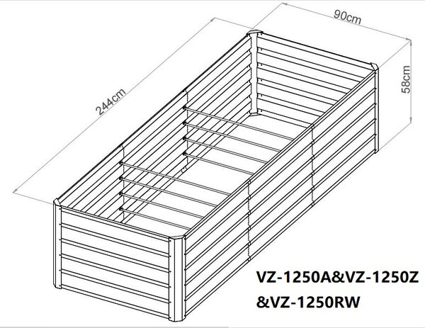 Vyvýšený záhradný záhon BestBerg VZ-1250RW / 1250 l / 240 × 90 × 58 cm / dekor dreva