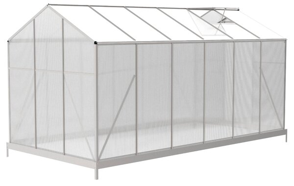 Skleník so základňou BestBerg BBGH‑1206S / 7,05 m² / 371 × 190 × 194 cm / strieborná
