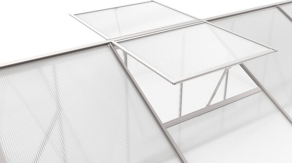 Skleník so základňou BestBerg BBGH‑1206S / 7,05 m² / 371 × 190 × 194 cm / strieborná