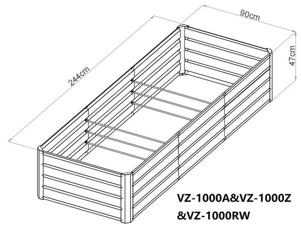 Vyvýšený záhradný záhon BestBerg VZ‑1000RW / 1000 l / 240 × 90 × 47 cm / dekor dreva