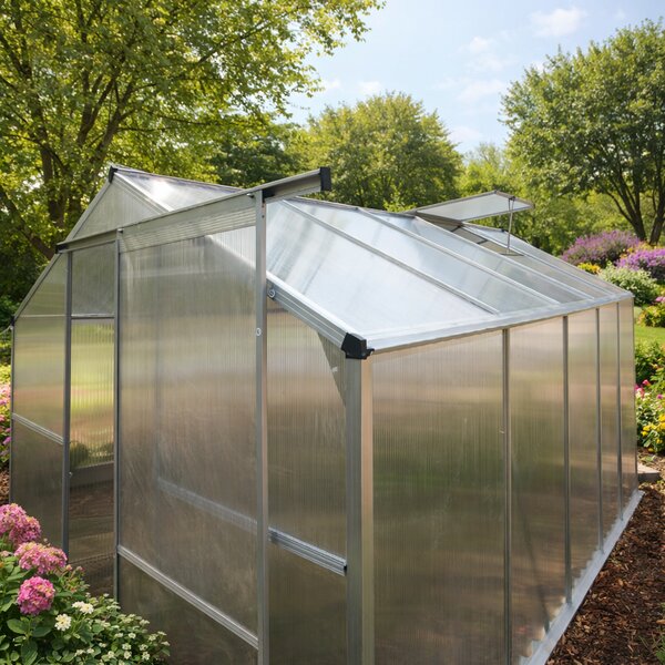 Skleník so základňou BestBerg BBGH-1006S / 5,95 m² / 313 × 190 × 194 cm / strieborná