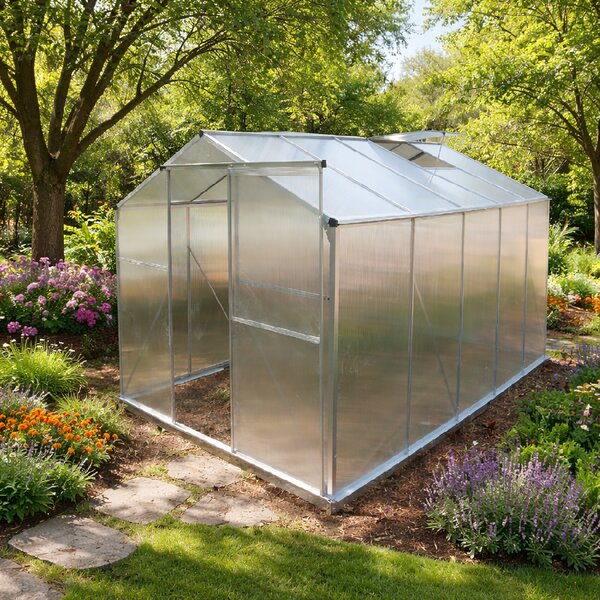 Skleník so základňou BestBerg BBGH-1006S / 5,95 m² / 313 × 190 × 194 cm / strieborná