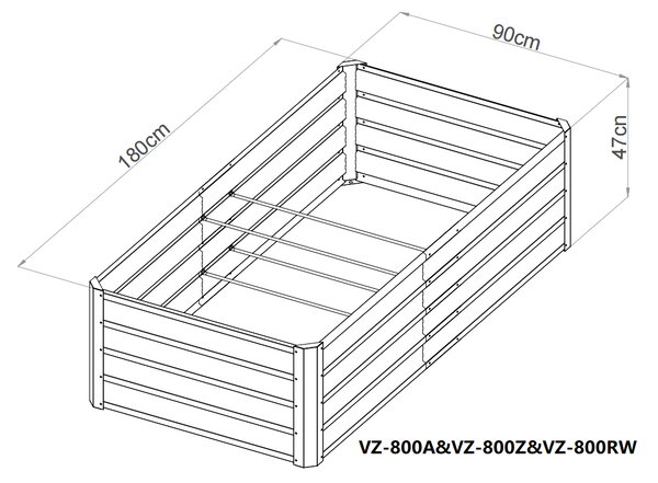 Vyvýšený záhradný záhon BestBerg VZ-800RW / 800 l / 180 x 90 x 47 cm / dekor dreva