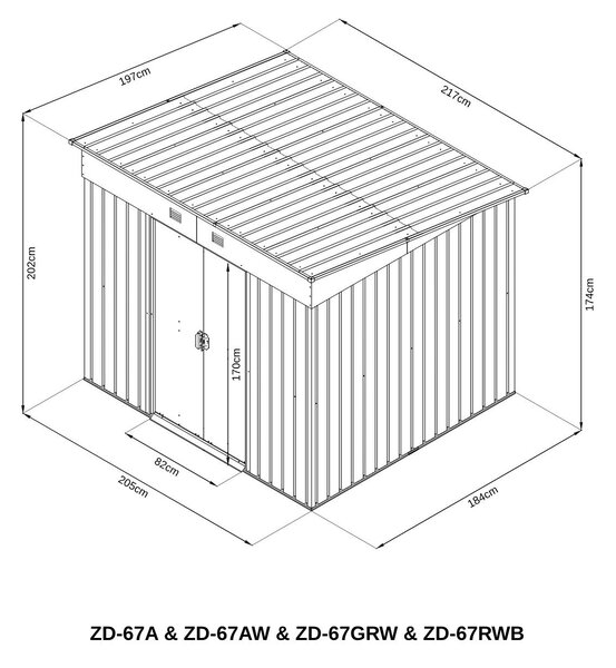 Záhradný domček BestBerg ZD-67AW / 4,3 m² / 197 × 217 × 202 cm / antracit/biela