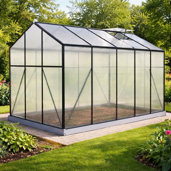 Skleník so základňou BestBerg BBGH‑1006B / 5,95 m² / 313 × 190 × 194 cm / čierna