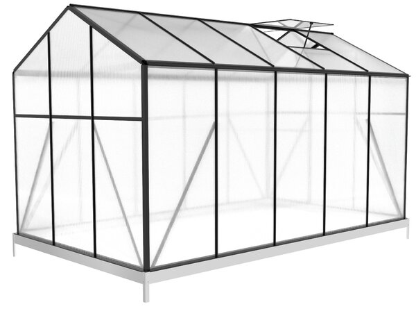 Skleník so základňou BestBerg BBGH‑1006B / 5,95 m² / 313 × 190 × 194 cm / čierna