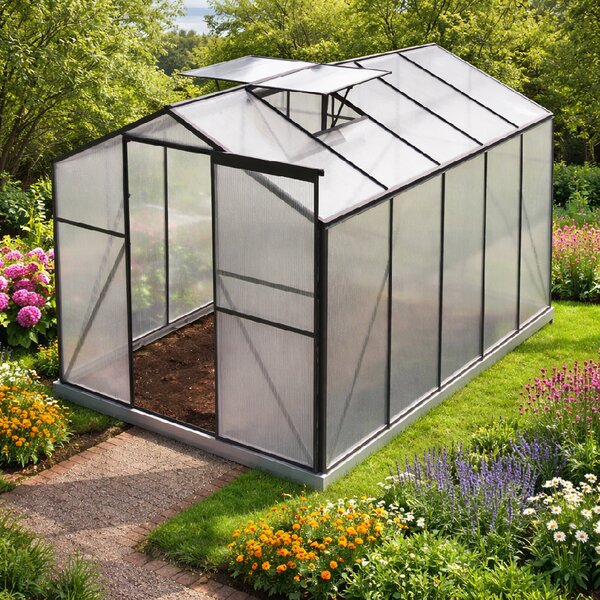 Skleník so základňou BestBerg BBGH‑1006B / 5,95 m² / 313 × 190 × 194 cm / čierna