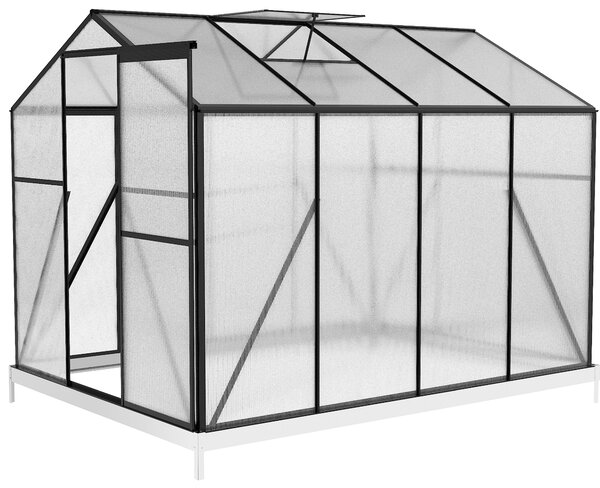Skleník so základňou BestBerg BBGH-806B / 4,8 m² / 252 × 190 × 194 cm / čierna