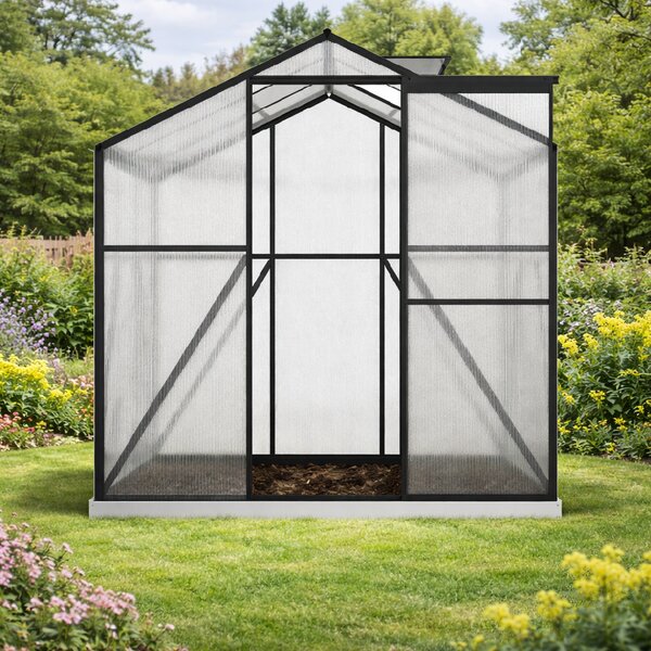 Skleník so základňou BestBerg BBGH-606B / 3,61 m² / 190 × 190 × 194 cm / čierna