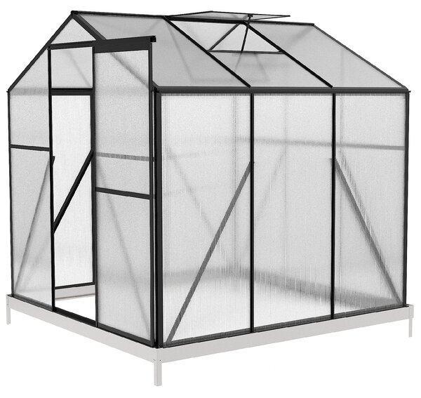 Skleník so základňou BestBerg BBGH-606B / 3,61 m² / 190 × 190 × 194 cm / čierna