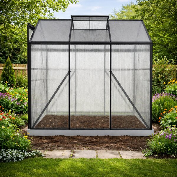 Skleník so základňou BestBerg BBGH-606B / 3,61 m² / 190 × 190 × 194 cm / čierna