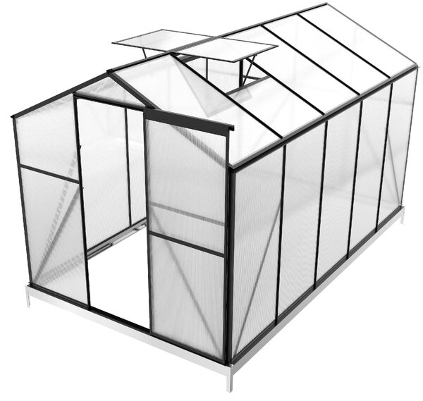 Skleník so základňou BestBerg BBGH‑1006B / 5,95 m² / 313 × 190 × 194 cm / čierna