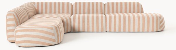 XL modulárna pruhovaná rohová pohovka's ležadlovými koncami Wolke