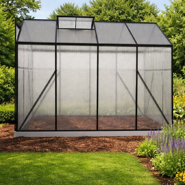 Skleník so základňou BestBerg BBGH-806B / 4,8 m² / 252 × 190 × 194 cm / čierna
