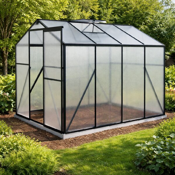 Skleník so základňou BestBerg BBGH-806B / 4,8 m² / 252 × 190 × 194 cm / čierna