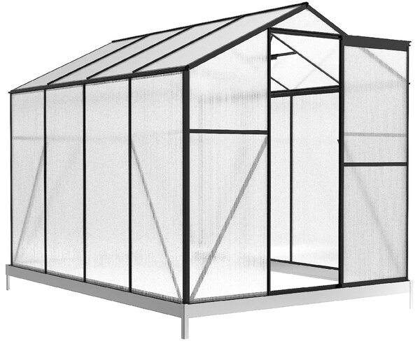 Skleník so základňou BestBerg BBGH-806B / 4,8 m² / 252 × 190 × 194 cm / čierna