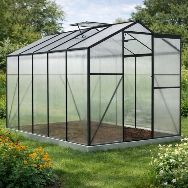 Skleník so základňou BestBerg BBGH‑1006B / 5,95 m² / 313 × 190 × 194 cm / čierna