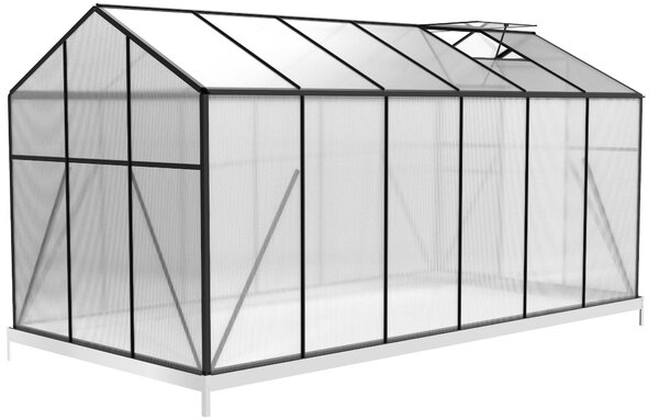 Skleník so základňou BestBerg BBGH‑1206B / 7,05 m² / 371 × 190 × 194 cm / čierna