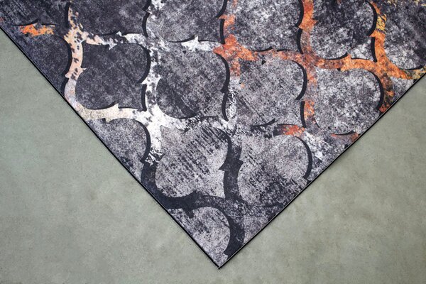 Koberec Porte 0066 GREY GOLD – sivý so žltým vzorom, obdĺžnik Rozmer: 50x80 cm